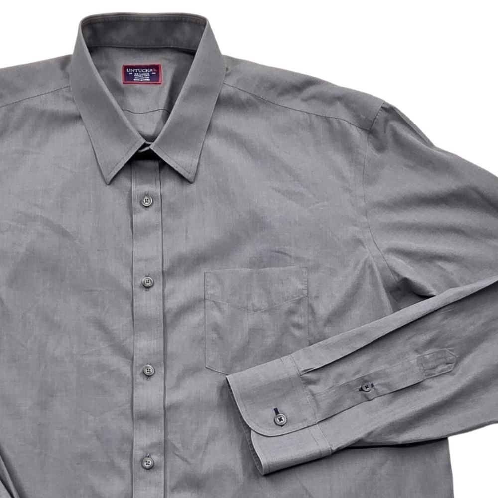 UNTUCKit Long Sleeve Button Down Shirt Wrinkle Free 100% Cotton Gray Mens XXL - Picture 1 of 7